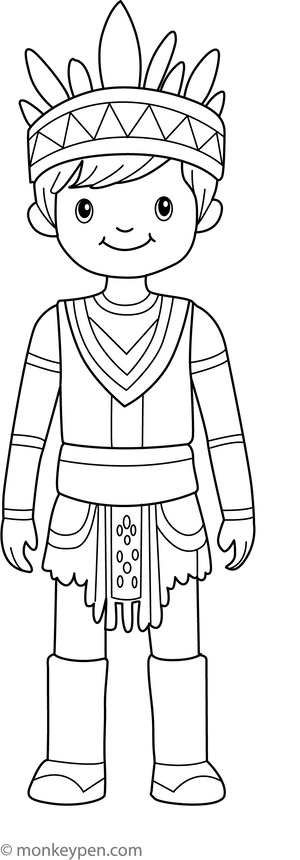 Tribal Costume Coloring Page