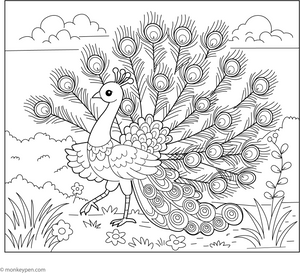 Dancing Peacock coloring page – free printable for kids to color and enjoy