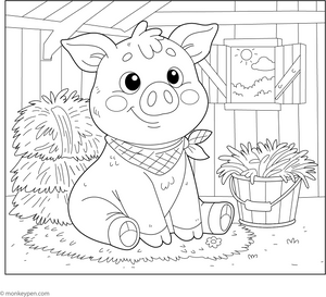 Pig in a Barn coloring page – free printable for kids to color and enjoy