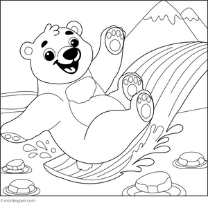 Polar Bear Sliding on Ice coloring page – free printable for kids to color and enjoy