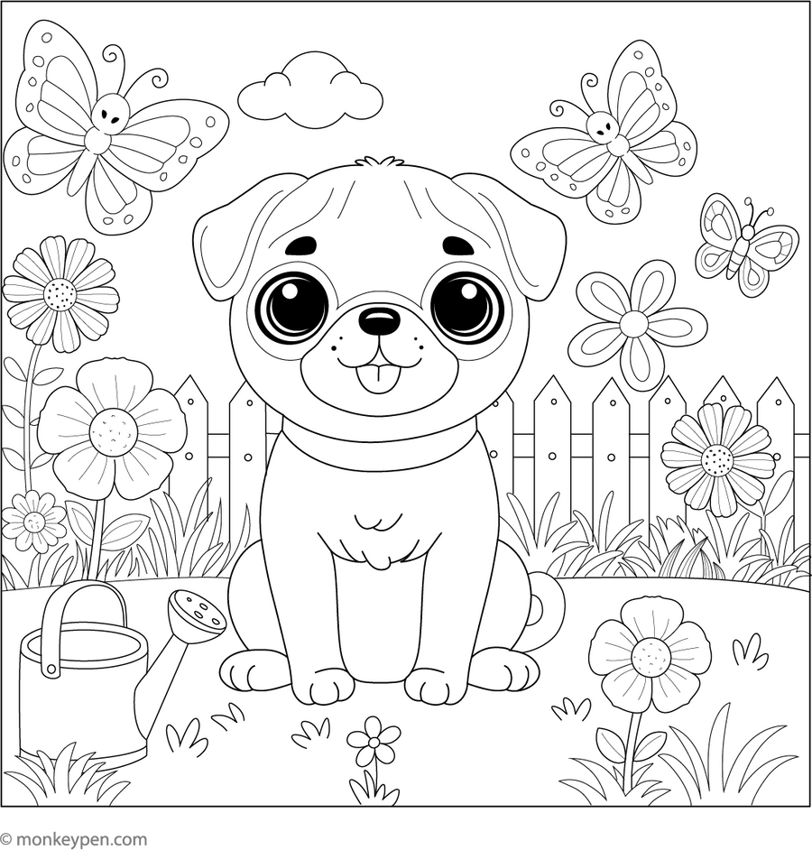 Pug Coloring Book – Free Printable PDF for Kids