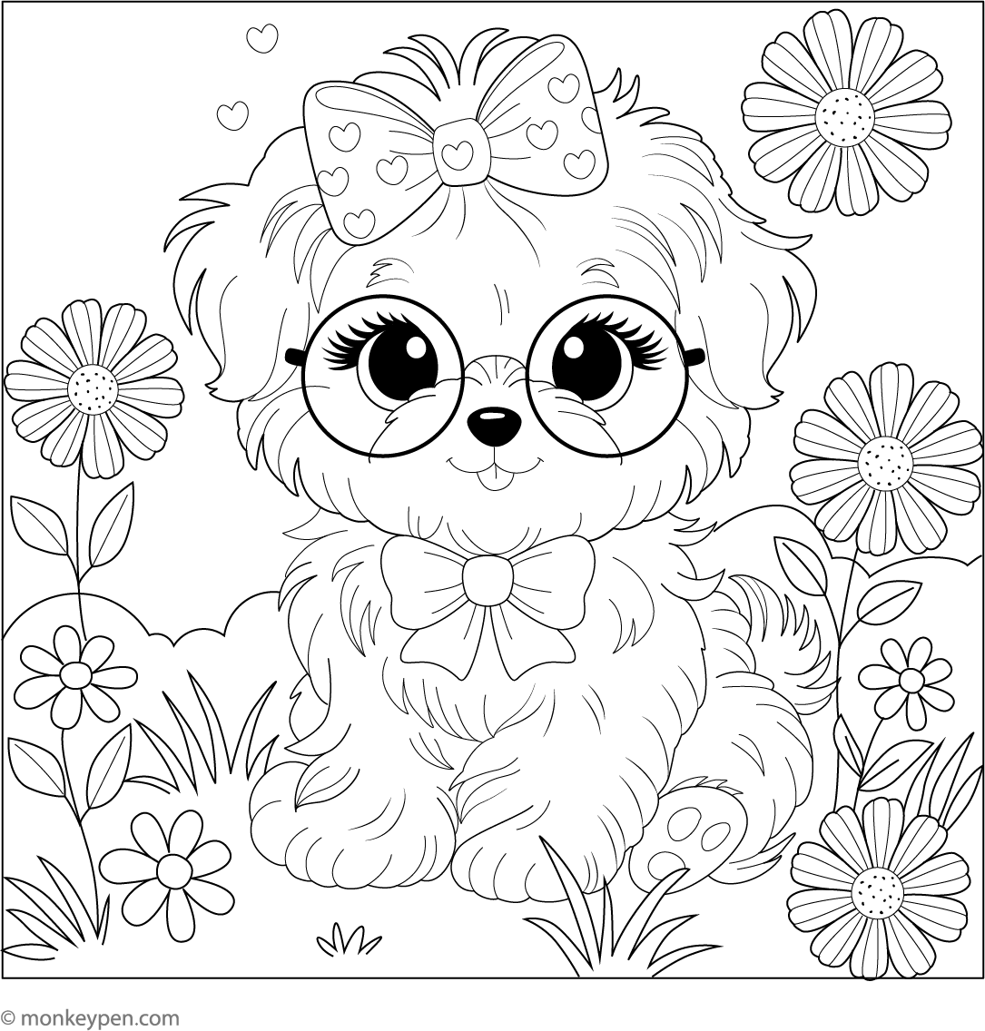Printable Puppy Coloring Sheet With Bow Free PDF printable-puppy-coloring-sheet-with-bow-free-pdf