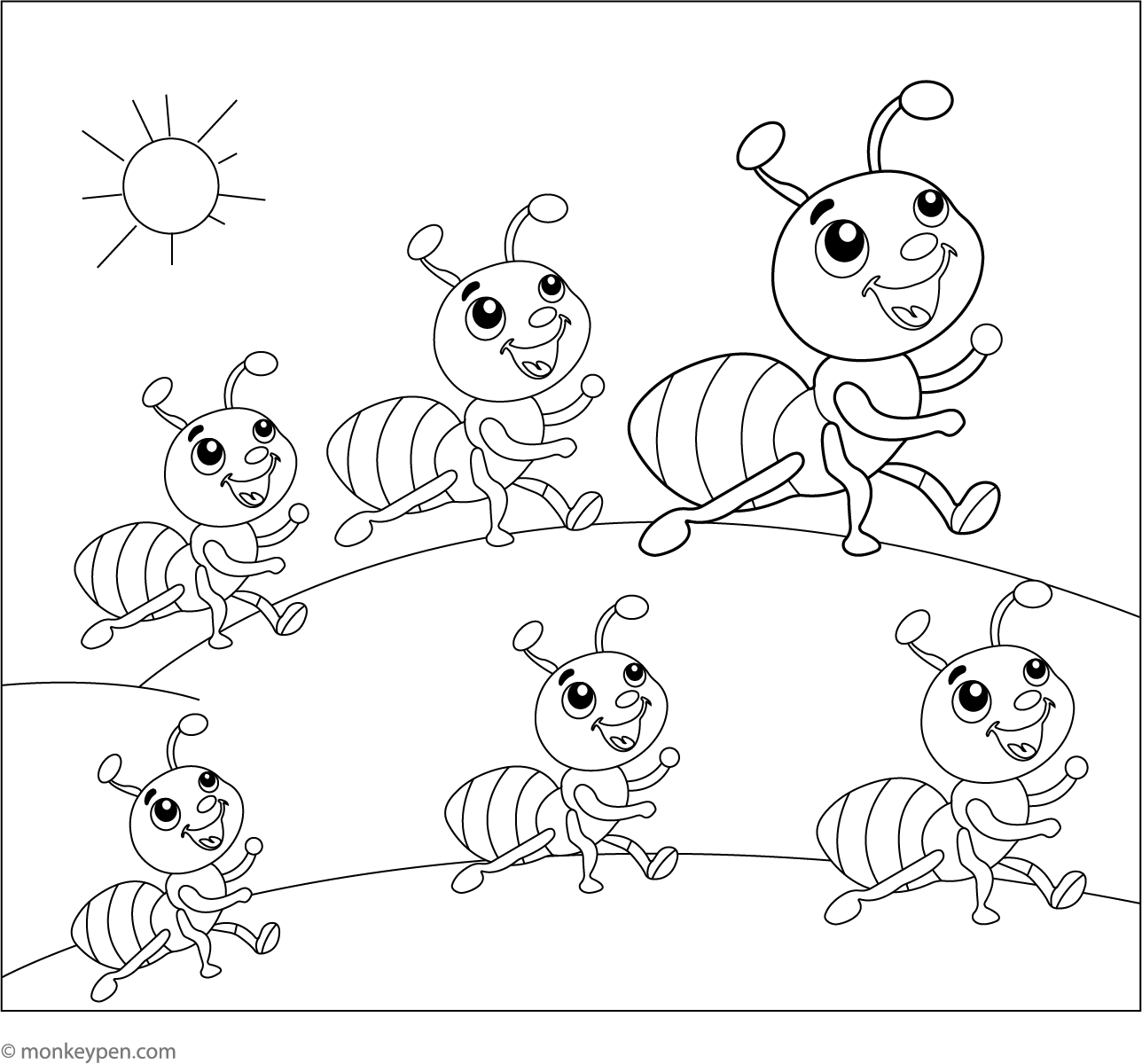 Ants Marching Coloring Page
