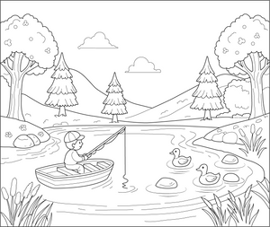 Lake coloring page – fun and educational printable for children