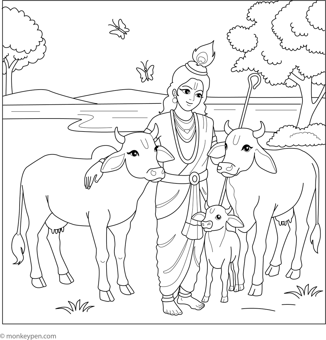 Krishna Color Pages Free Krishna Coloring Pages – Printable for Kids