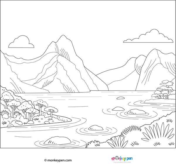 Milford Sound Coloring Page