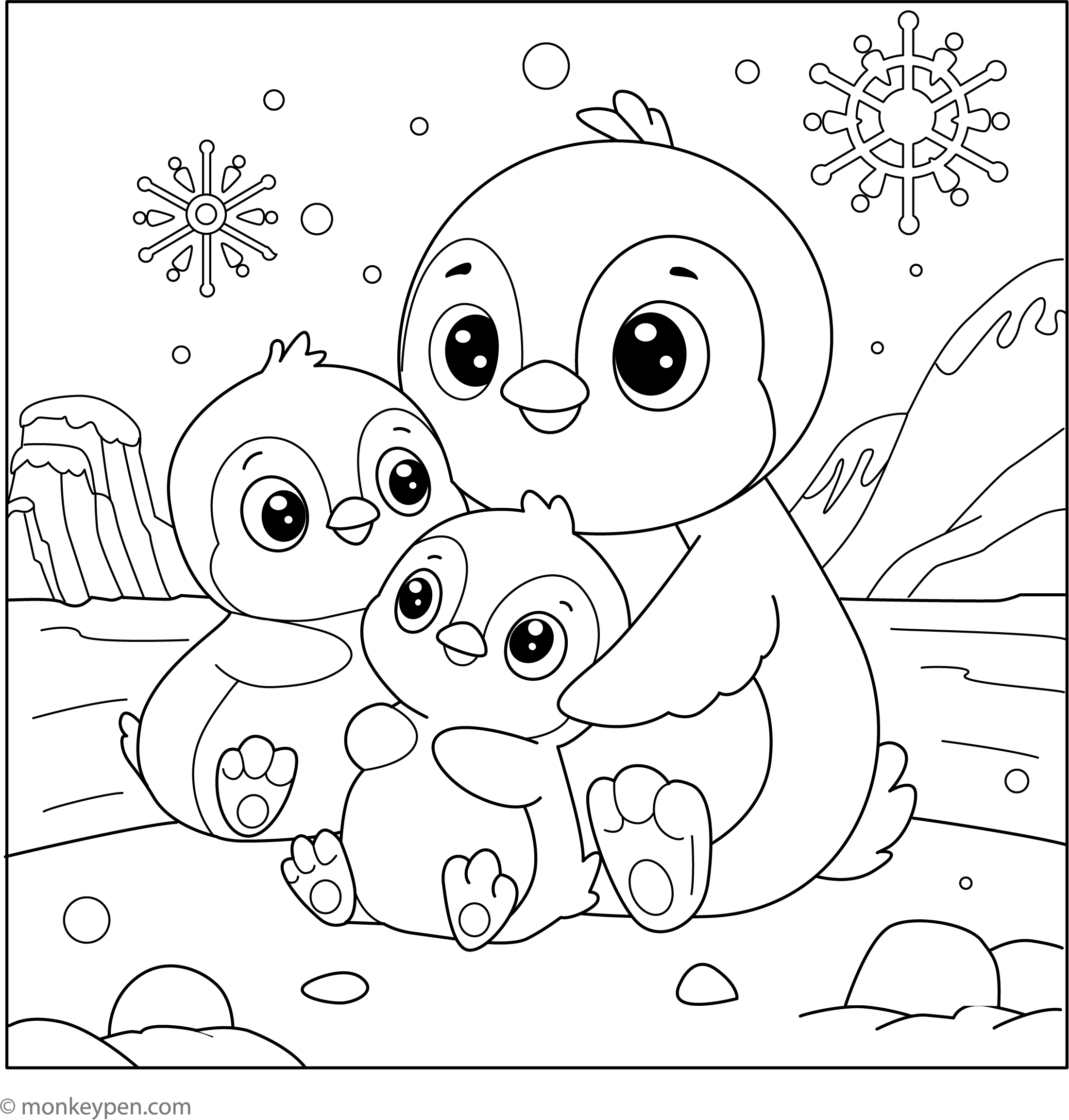 Penguin Family Coloring