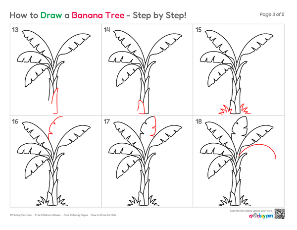 How to Draw a Banana Tree – Simple Step-by-Step Tree Drawing for Kids