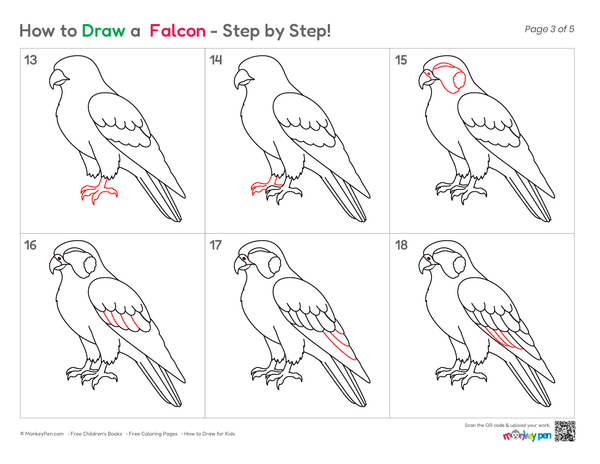 How to Draw a Falcon – Easy Step-by-Step Bird Drawing for Kids