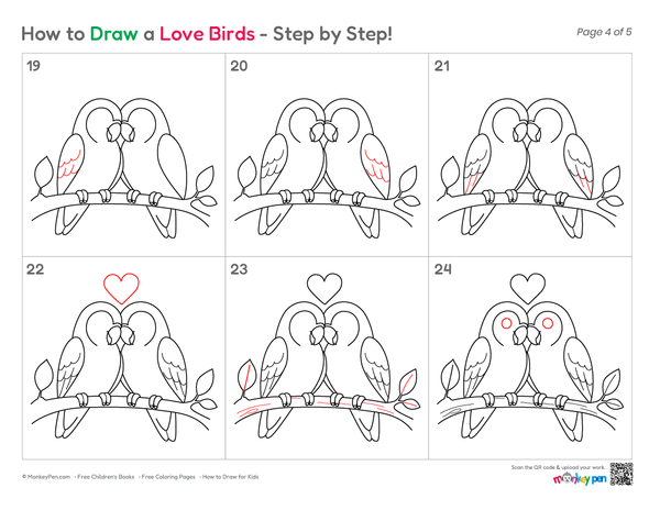 How to Draw Love Birds – Easy Step-by-Step Bird Drawing for Kids