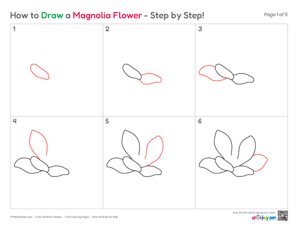 Easy magnolia blossom coloring page