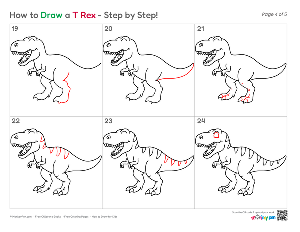 How to Draw a T-Rex – Easy Step-by-Step Dinosaur Drawing for Kids