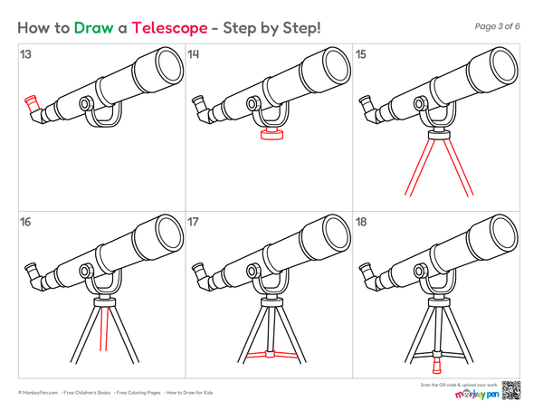 How to Draw a Telescope – Easy Step-by-Step Science Drawing for Kids