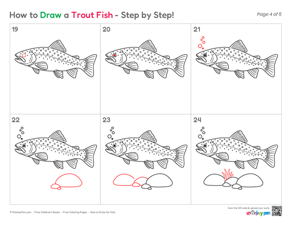 Cute trout fish illustration for children