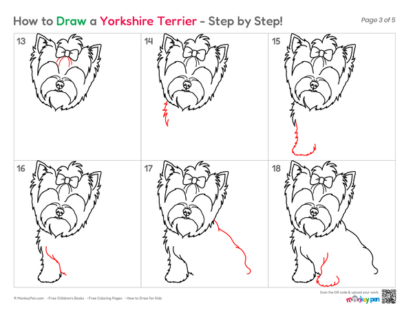 How to Draw a Yorkshire Terrier – Simple Step-by-Step Dog Drawing for Kids