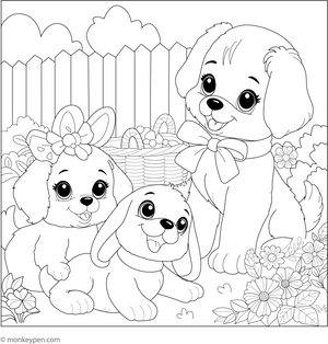 Puppy with Friends coloring page – free printable for kids to color and enjoy