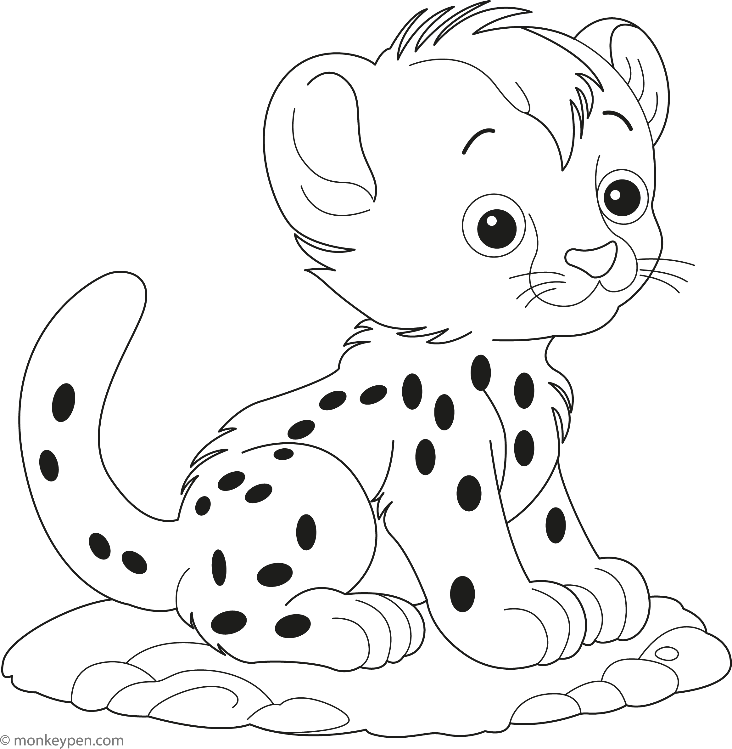 Baby Cheetah Coloring Page — Example 6 Baby Cheetah Coloring Page — Example 6