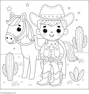 Cute Cowboy coloring page – free printable for kids to color and enjoy
