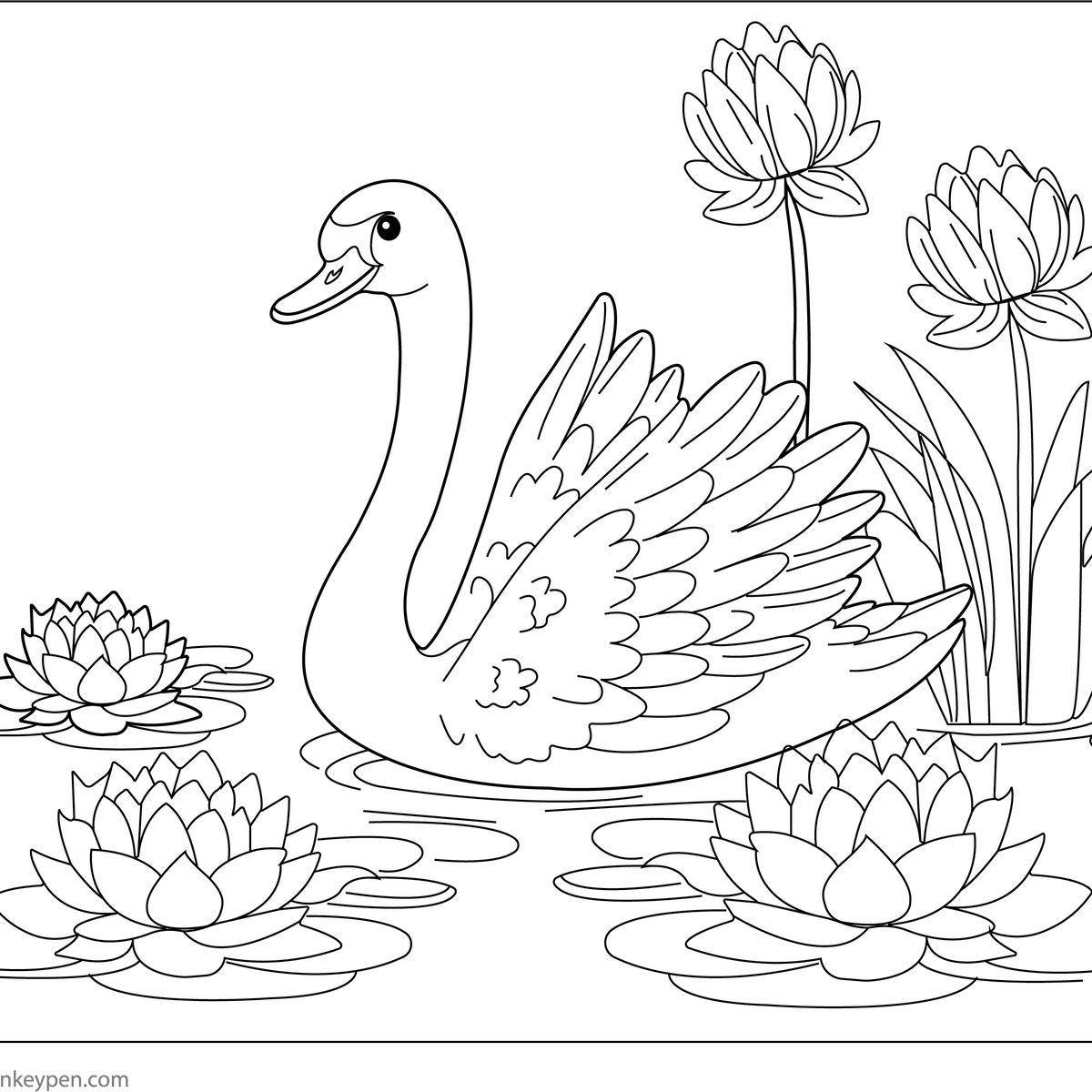 Swan Drawing.pdf Swan Coloring Page – Free Printable PDF for Kids Fun