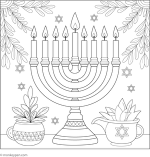 Hanukkah coloring page – free printable for kids to color and enjoy