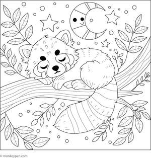 Sleeping Red Panda coloring page – free printable for kids to color and enjoy