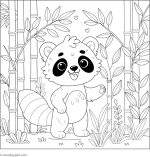 Red Panda in a Bamboo Grove coloring page – free printable for kids to color and enjoy