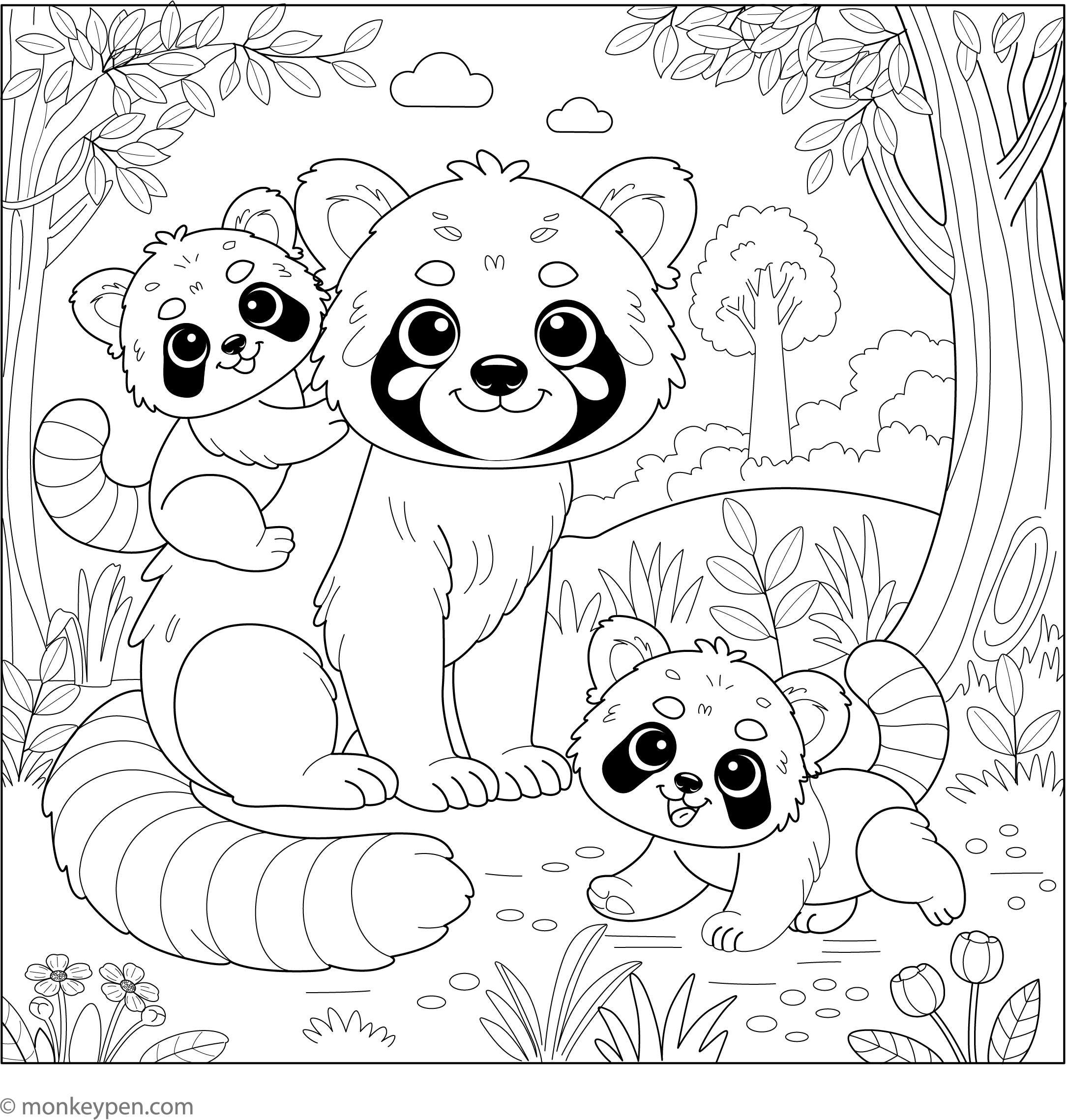 Red Panda Coloring Pages Free Printable for Kids