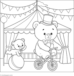 Circus Bear Coloring Page  – fun and educational printable for children