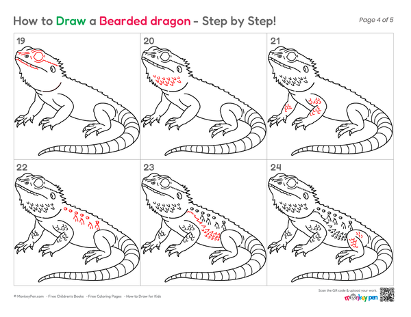 How to Draw a Bearded Dragon – Easy Step-by-Step Lizard Drawing for Kids
