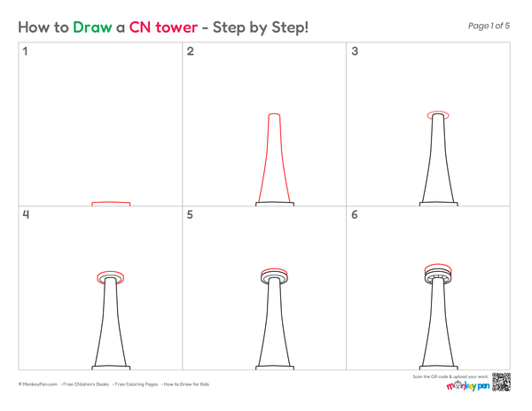 How to Draw the CN Tower – Step-by-Step Landmark Drawing for Kids