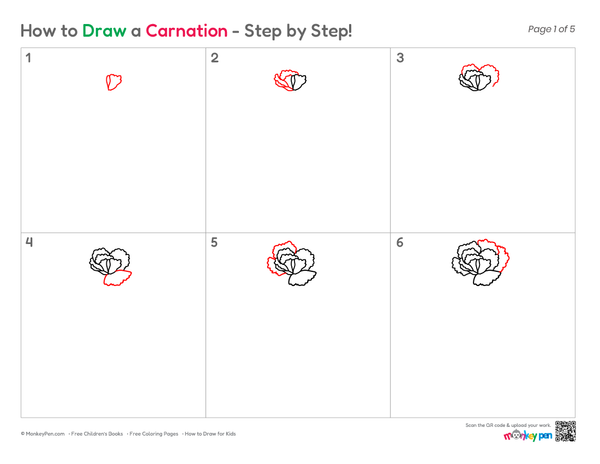 How to Draw a Carnation – Simple Step-by-Step Flower Drawing for Kids