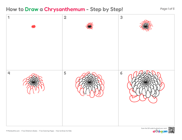 How to Draw a Chrysanthemum – Easy Step-by-Step Flower Drawing for Kids