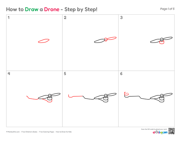 How to Draw a Drone – Simple Step-by-Step Technology Drawing for Kids