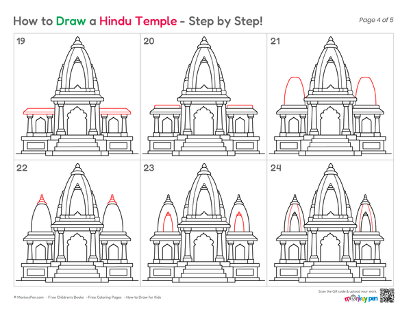 Easy Hindu Temple illustration for children