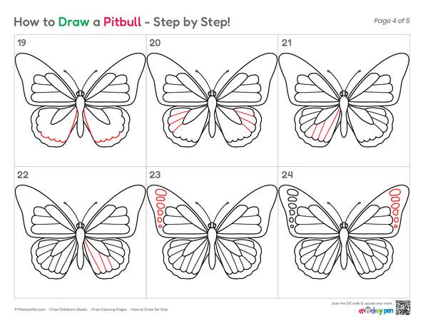 Easy Monarch Butterfly outline illustration for children.