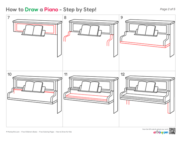 How to Draw a Piano – Step-by-Step Musical Instrument Drawing for Kids