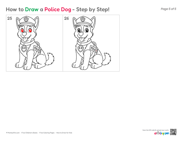 Learn how to draw a police dog one step at a time with clear and beginner-friendly sketching instructions.