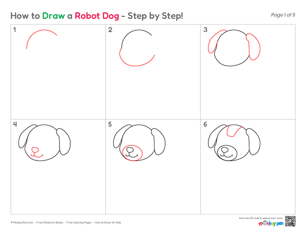 Simple cartoon robot dog coloring page