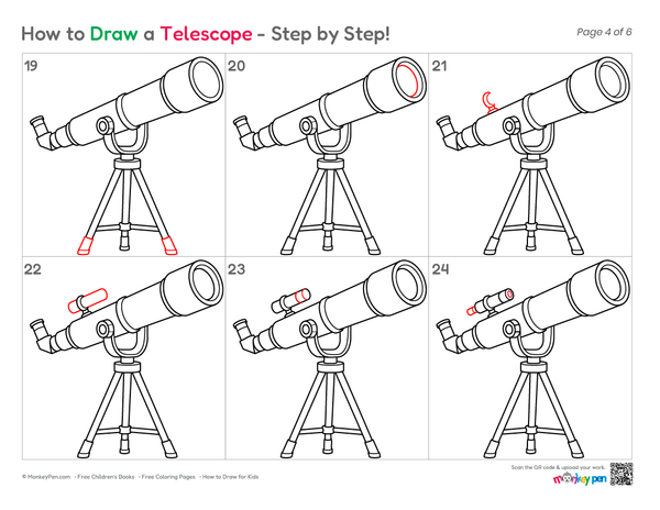 How to Draw a Telescope – Easy Step-by-Step Science Drawing for Kids