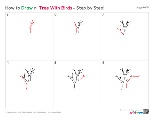How to Draw a Tree with Birds – Easy Step-by-Step Nature Scene Drawing for Kids