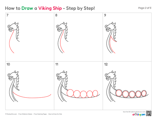 How to Draw a Viking Ship – Step-by-Step Ship Drawing for Kids