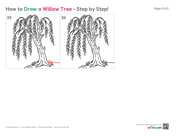 How to Draw a Willow Tree – Easy Step-by-Step Tree Drawing for Kids