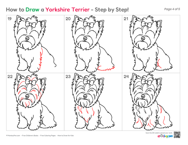 How to Draw a Yorkshire Terrier – Simple Step-by-Step Dog Drawing for Kids