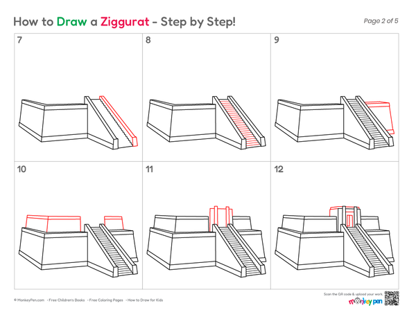 How to Draw a Ziggurat – Step-by-Step Ancient Building Drawing for Kids
