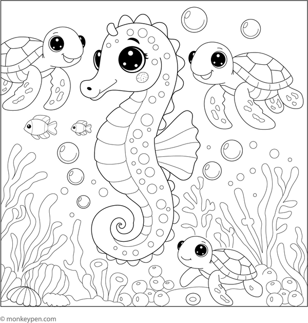 Sea Horse Coloring Book