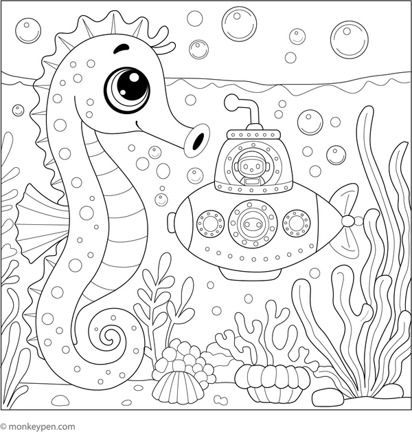 Sea Horse Coloring Book