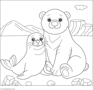 Seal and Polar Bear coloring page – free printable for kids to color and enjoy