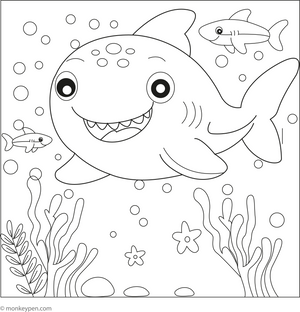 Smiling Shark coloring page – free printable for kids to color and enjoy