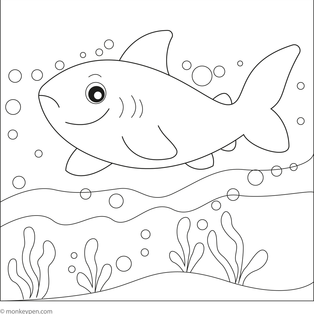 Easy Shark Coloring Page – Free Printable for Kids