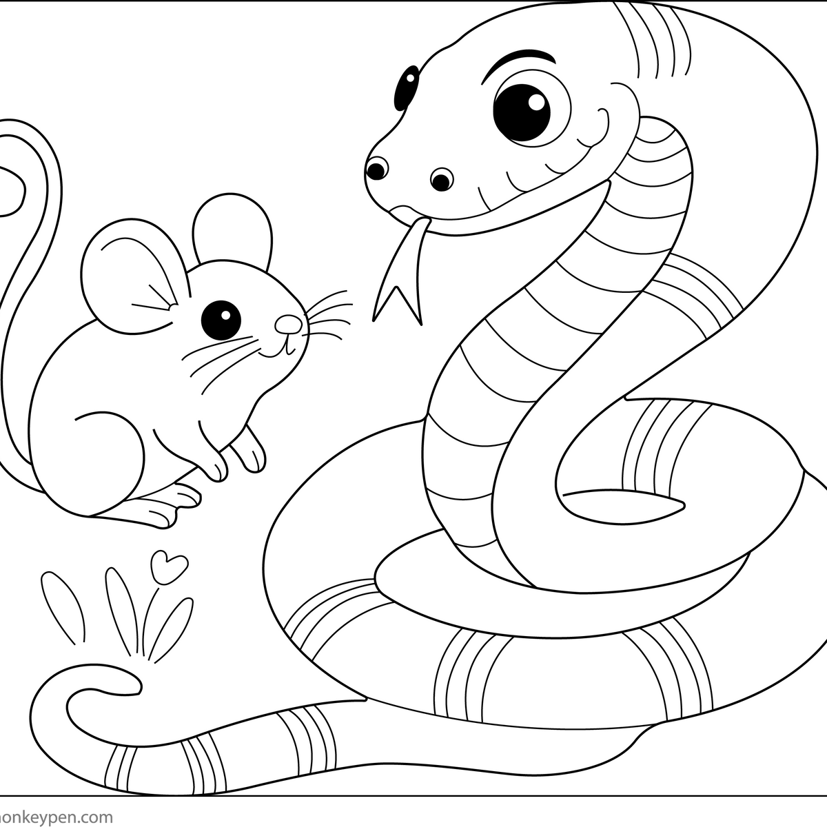 Snake Pattern On Mouse Free Snake and Mouse Coloring Page – Printable for Kids